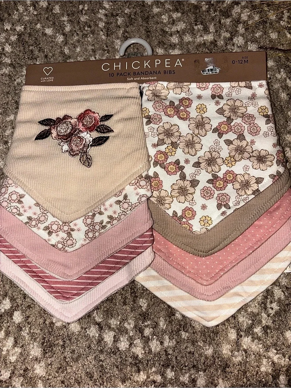 10 Pack Bandana Bibs Floral Pink Baby 0-12M NWT